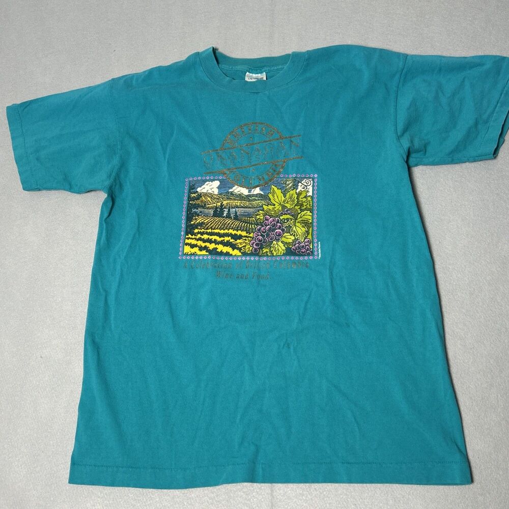 Vintage Single Stitch British Columbia Wine Festival Turquoise Shirt Size Large